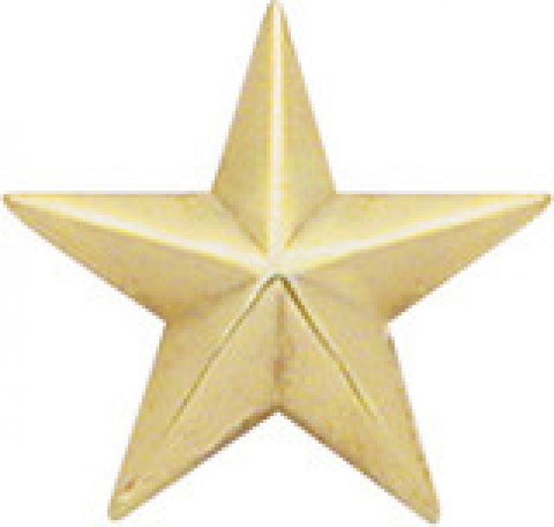 1 - STAR COLLAR PINS 1/2" TALL - SOLD IN PAIRS.
